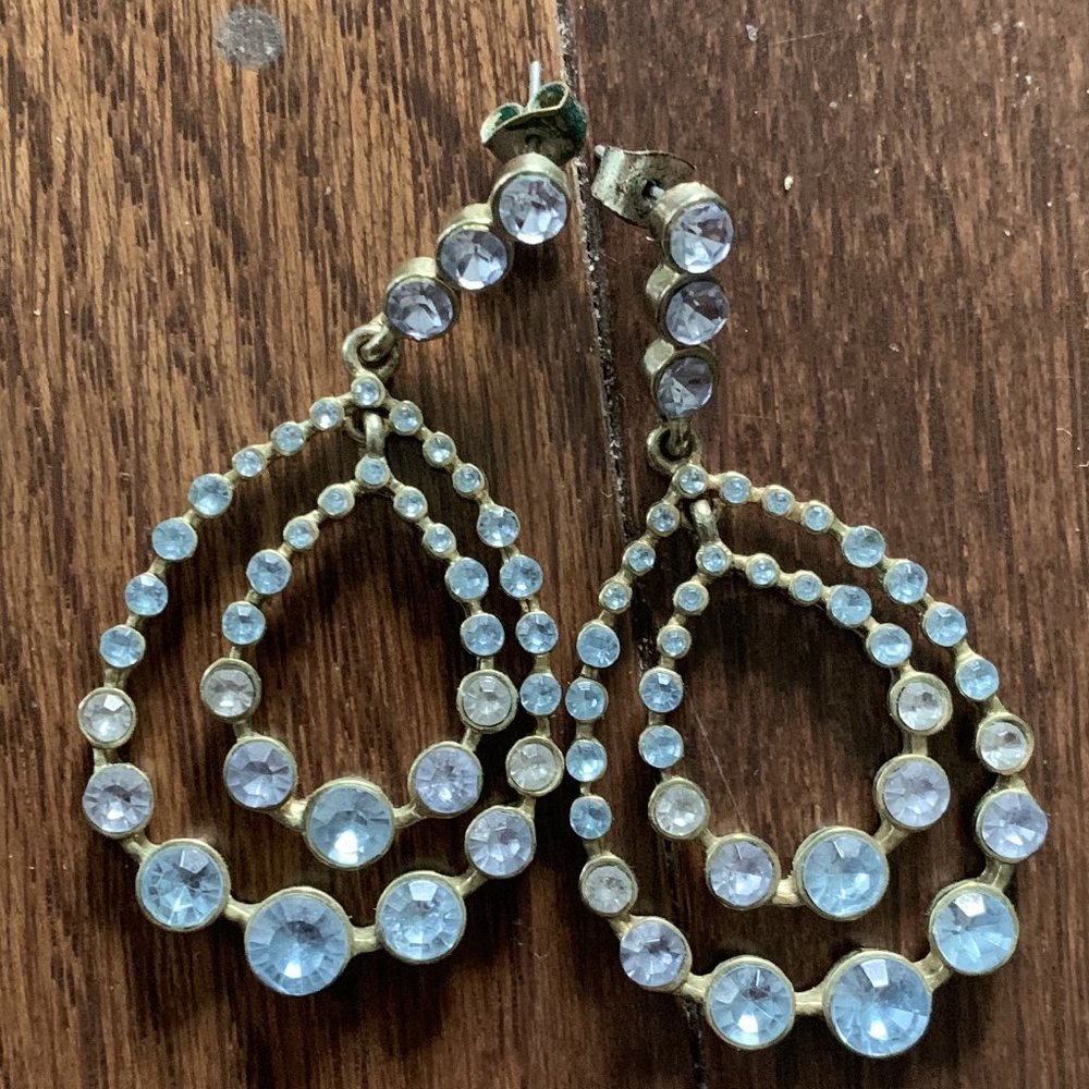 Anthropologie Blue Rhinestone Earrings